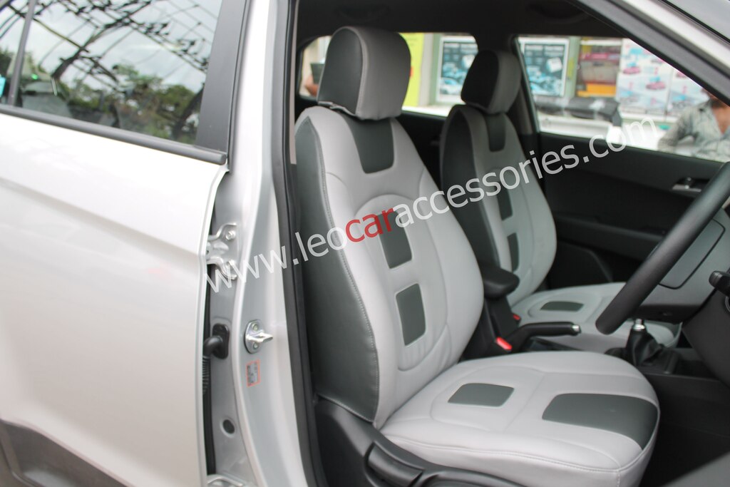 Hyundai Creta Customized Car Seat Cover From Feather Box Type Dark Grey And Light Covers Leo Accessories Mount Road Chennai Tamil Nadu - Light Grey Car Seat Covers